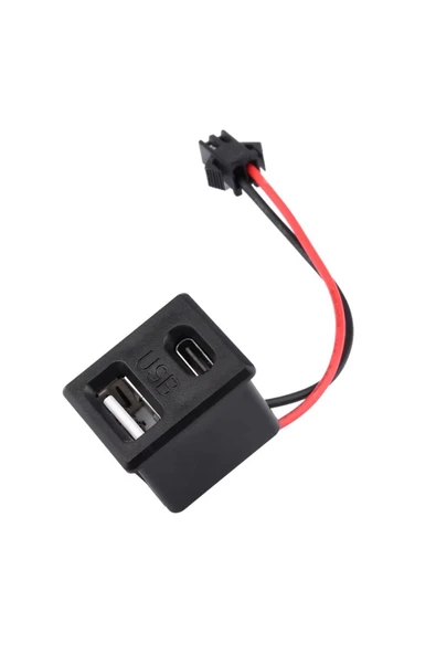 ROBİZ Type-C / Usb A Dişi Soket Kavisli 2 Pin 10cm Kablo Jst Çift Usb 5V 2A - Resim 7