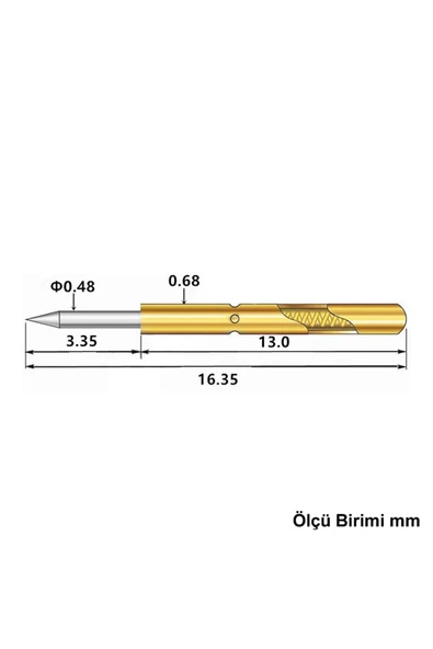 ROBİZ Pogo Pin P50-b1 Uyumlu  100 Adet Set Altın Kaplama Yaylı Test Probu Pim 3a 0.5mm Programlayıcı - 4