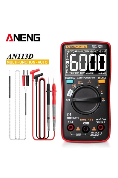 ROBİZ Aneng AN113D Dijital Multimetre Otomatik Algılama True-Rms NCV Voltmetre Ampermetre AC DC Voltaj Ak - Resim 6