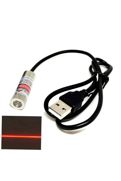 ROBİZ Usb Kablolu 5mW 650nm Kırmızı Çizgi Lazer Modül  1 Metre Kablo Lens ile Odak Ayarlı 12mm Çap - Resim 5