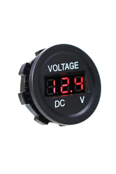 ROBİZ Su Geçirmez Dc 6V / 48V Voltmetre Yuvarlak Panel Tip Montajlanabilir Dijital Kırmızı Renk Led - Resim 6