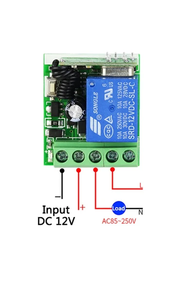 ROBİZ 433mhz Rf 1 Uyumlu Kanal Modül Dc 12v Kablosuz Pompa Fan Lamba Perde Akıllı Ev Garaj Bariyer Kapı - Resim 6