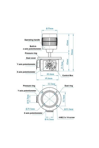 ROBİZ Jh-d300x-r2 3 Eksen Joystick 5k Potansiyometre Ptz 3d Otomasyon Endüstriyel Vinç Oyuncak Kumanda - 8