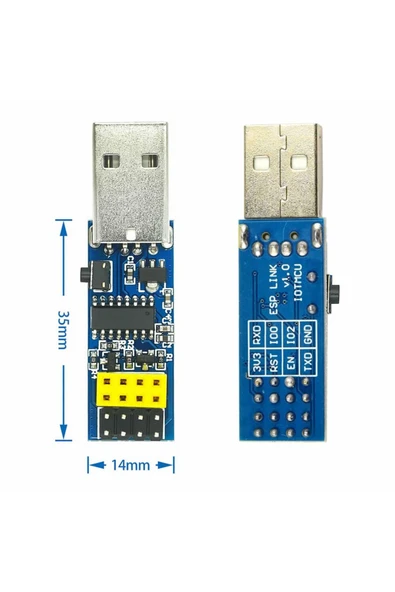 ROBİZ Esp-01 Ch340 Usb Bağlantı Adaptörü Uyumlu Reset Butonlu Esp01 Esp8266 Esp-01s Wifi Modül Ayar