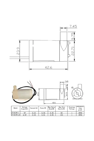 ROBİZ Mini 5v Su Sıvı Pompası 60 Litre Ip68 - Akvaryum Meyve Suyu Süt - 8