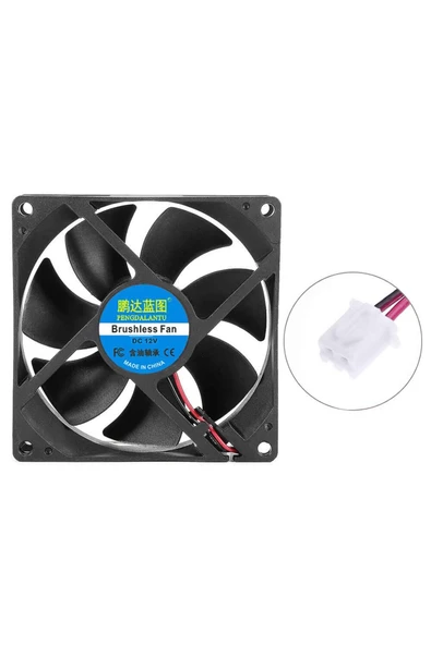ROBİZ Dc 12v Fan 90x90mm 9025 3200rpm 9x9cm Sessiz 2 Pin Fırçasız Soğutma Kuluçka - Resim 3