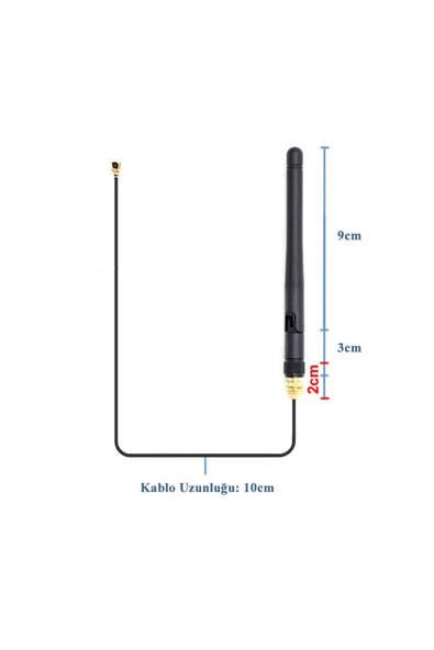 ROBİZ 2.4ghz 3dbi Wifi Anten Seti Esp8266 Sma + Ufl Soket 900mhz 1800mhz 2400ghz Rf Esp-07 Esp32 Gsm Wifi
