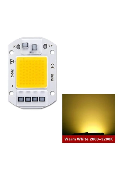 ROBİZ Ac 220v 50w Power Led Gün Işığı Sarı Renk Projektör Lamba Aydınlatma Ampül Warm White 2800-3200k - Resim 4
