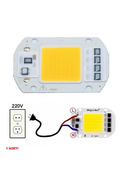 ROBİZ Ac 220v 50w Power Led Gün Işığı Sarı Renk Projektör Lamba Aydınlatma Ampül Warm White 2800-3200k