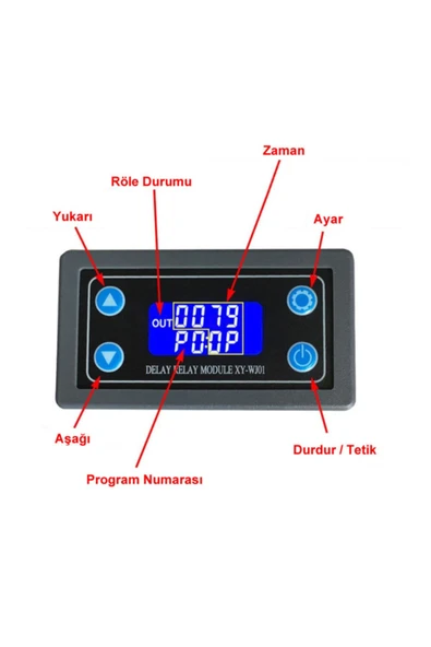 ROBİZ Xy-wj01 Zamanlayıcı Röle Modül Dc 6-30v 1000w Anahtar Panel Tip - Resim 5