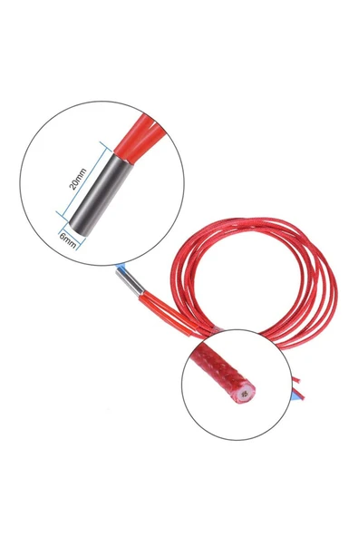 ROBİZ 12v 40w Seramik Isıtıcı 1 Metre 3d Printer 3 Boyutlu Yazıcı Isıtı - Resim 3