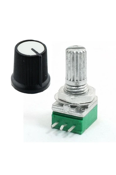 ROBİZ 3 Pin 50kohm Potansiyometre B50k Pot Başlıklı Tırtıklı 15mm Döner Ayarlanabilir Direnç Ses - Resim 7