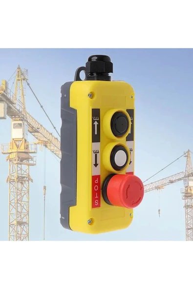 ROBİZ Endüstriyel Acil Durum Kumanda 2 Buton Yukarı Aşağı Makanik Kilitli Emergency Anahtarı Vinç Asansör - Resim 5