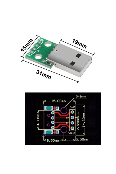 ROBİZ Usb Male To Dip Çevirici Pcb - Resim 8