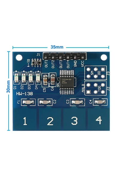 ROBİZ TTP224 4 Kanal Dokunmatik Buton Sensör Modülü Kapasitif Dijital Tuş Algılayıcı Anahtar Keypad