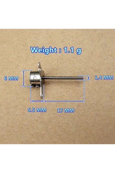 ROBİZ Micro Step Motor Uzun Mil 6x5,5mm 2 Faz Long Shaft (dikkat Çok Küçüktür ) ürün görseli