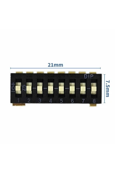 ROBİZ Tristate 8li Dip Switch 8 Pin Siyah Anahtar Açık Kapalı Seçim Adres Ayar + Off - Pull Up/down