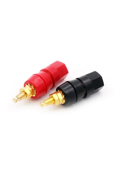 ROBİZ 4mm Banana Soket Terminal Çifti Kırmızı Siyah Hexagon Konnektör Hoparlör Güç Kaynağı Amflikatör - Resim 6