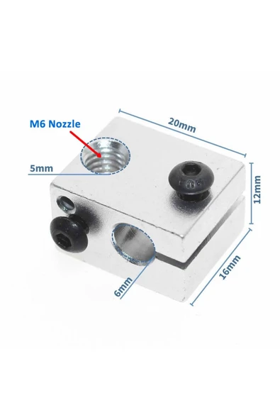 ROBİZ V6 3d Yazıcı Alüminyum Extruder Isıtıcı Blok 1.75 / 3.0mm Filament Uyumlu - Resim 2