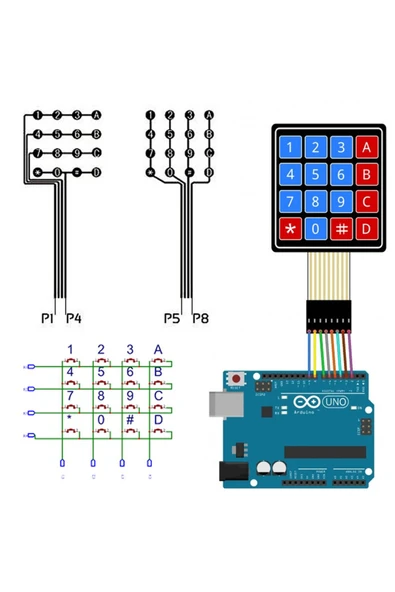 ROBİZ 4 X 4 Matrix Membran Keypad 16 Buton Tuş Takımı Keyboard Klavye Alarm Şifre Kilit - Resim 8