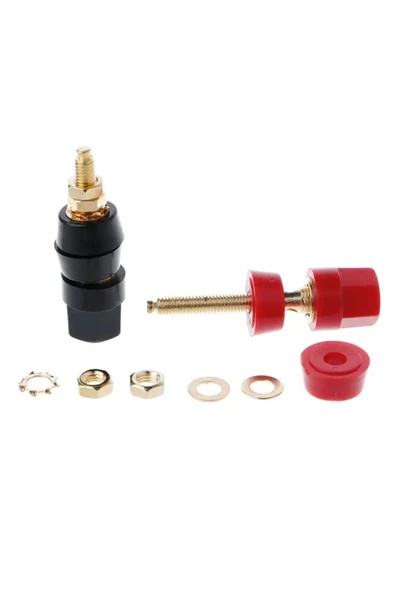 ROBİZ 4mm Banana Soket Terminal Çifti Kırmızı Siyah Hexagon Konnektör Hoparlör Güç Kaynağı Amflikatör - Resim 4