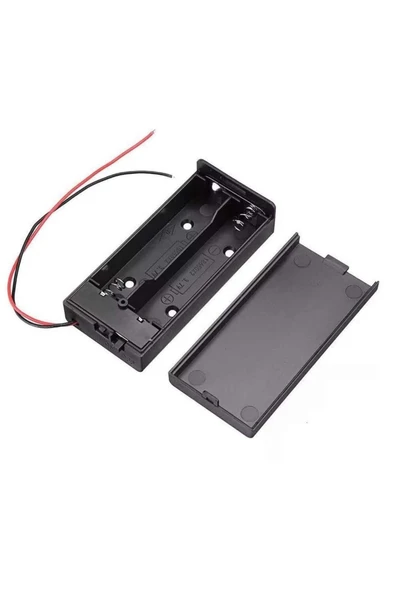 ROBİZ 18650 2li Pil Kutusu On/off Anahtar 15cm Kablolu 2 Adet Seri Lityum Lion Dc 7.4v Kapaklı Batarya