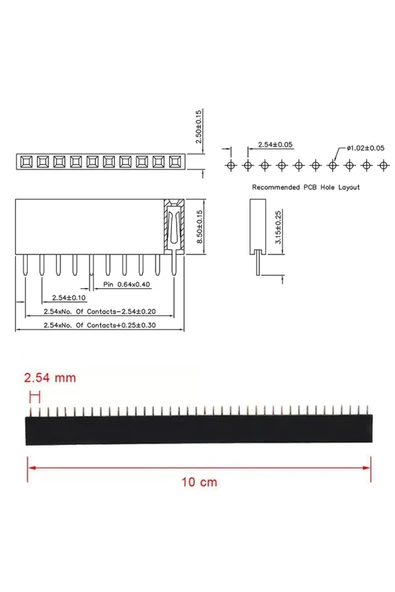 ROBİZ 4 Adet 1x40 Pin Dişi Header Tek Sıra 2.54mm 180 Derece Kesilebilir Bölünebilir - Resim 8