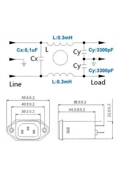 ROBİZ Cw1d-10a-t Ac 250v 10a C14 Erkek Soket Emı Filtreli Hat Şebeke Emc Rfı Gürültü Bastırıcı Azaltıcı - Resim 8