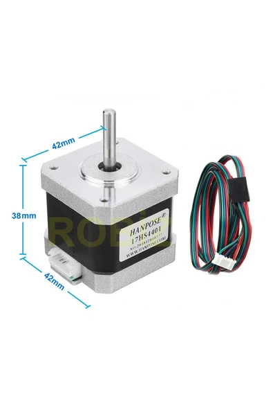 ROBİZ 17hs4401 Nema 17 Step Motor 0.42n.m D Mil 2 Faz 1.5a 1.8 Derece 200 Adım 3d Yazıcı Printer - 2