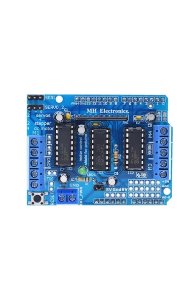 ROBİZ Arduino L293d Motor Sürücü Shield Alt Kart Dc 36v 0.6a 4x Dc Motor 2x Step Motor 2x Servo Motor Uno - Resim 7