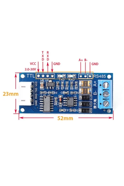 ROBİZ Uart Ttl To Rs485 Modül Otomatik Yön Kontrol Afc Giriş Çıkış Soketleri - Resim 3