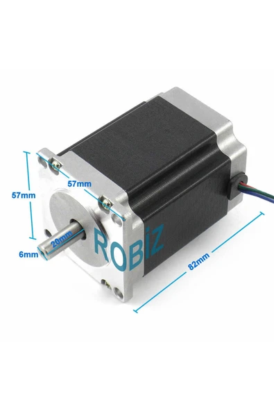 ROBİZ 57hs8230 Nema 23 Step Motor 2.2nm 3.6v 3a 6mm Mil 2 Faz 1.8 Derece 200 Adıım 3d Yazıcı Printer ürün görseli
