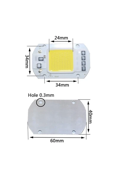 ROBİZ Ac 220v 50w Power Led Gün Işığı Sarı Renk Projektör Lamba Aydınlatma Ampül Warm White 2800-3200k - Resim 8