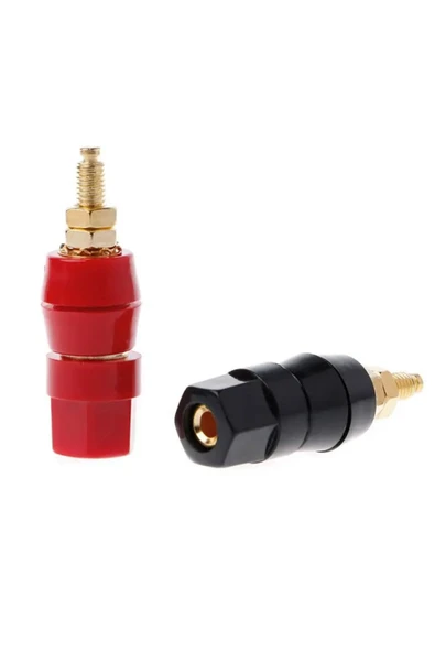 ROBİZ 4mm Banana Soket Terminal Çifti Kırmızı Siyah Hexagon Konnektör Hoparlör Güç Kaynağı Amflikatör - Resim 3