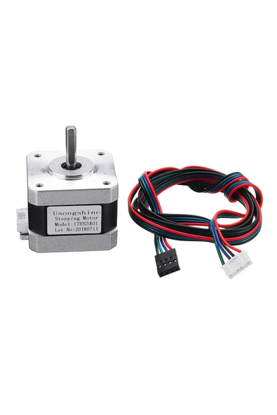 ROBİZ 17HS3401 Nema 17 Step Motor 0.28N.m D Mil 2 Faz 1.3A 1.8 Derece 200 Adım Tork 3D Yazıcı Printer