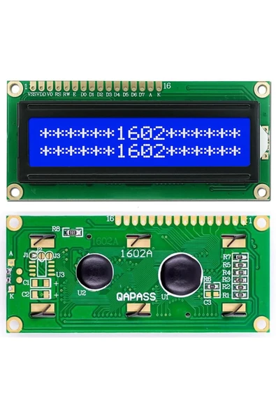 ROBİZ 1602a 2x16 mavi Karakter Lcd Modül Display Ekran 5v Beyaz Arka Işık 16x2 16 X 2 Standart Sol Üst - Resim 5