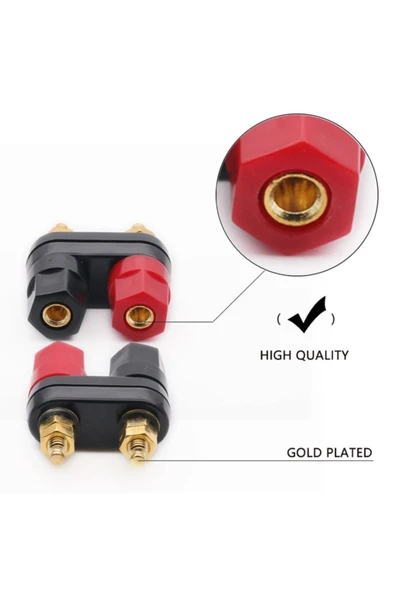 ROBİZ Banana Soket Terminal Çifti Kırmızı Siyah Hexagon Konnektör - Resim 3