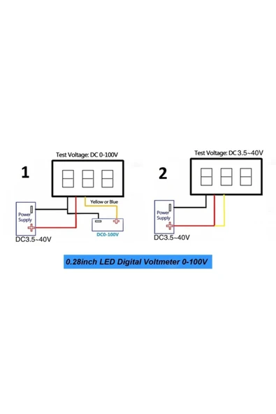 ROBİZ Voltmetre 0.28' 0-100v Mavi 3 Telli Dijital Led Gösterge Voltaj - Resim 2