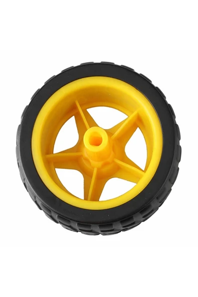 ROBİZ Tt Tekerlek 2.5x6,8cm Plastik Sarı Oyuncak Araba Rubber Lastik Robot Tekerlek Akılı Araç Oyuncak - Resim 5