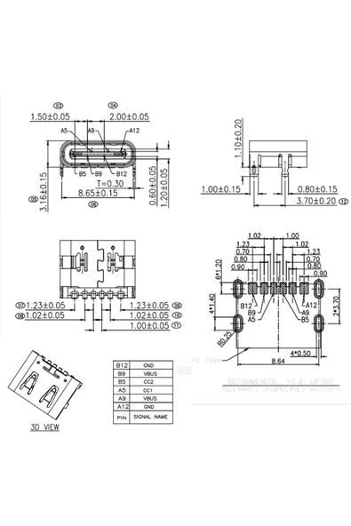 ROBİZ Type-C Usb Soket 6 Pin Smd USB 3.1 Cep Telefonu Elektronik Cihaz Usb Port Konnektör Şarj Soketi Dişi - Resim 8