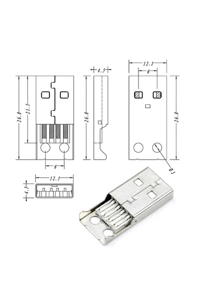 ROBİZ Kutulu Usb Type A Erkek Soket Usb 2.0 4 Pin Plastik Kapak Dıy Tip Elektronik Cihaz Usb - 8
