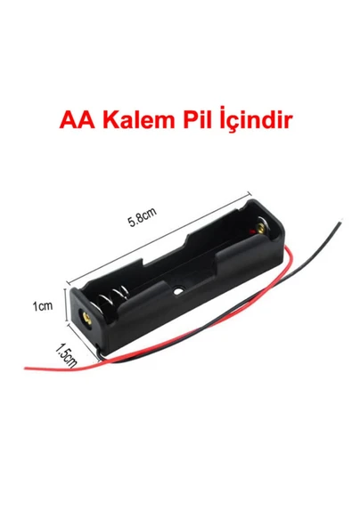 ROBİZ 1'li Aa Kalem Pil Kutusu Yuvası 1.5v Kablolu Kalem Pil Tutucu - 1
