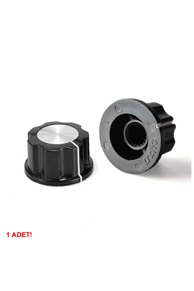 ROBİZ Plastik Pot Başlığı 16mm Siyah Gümüş Rotary Enkoder Ses Kontrol - Resim 2