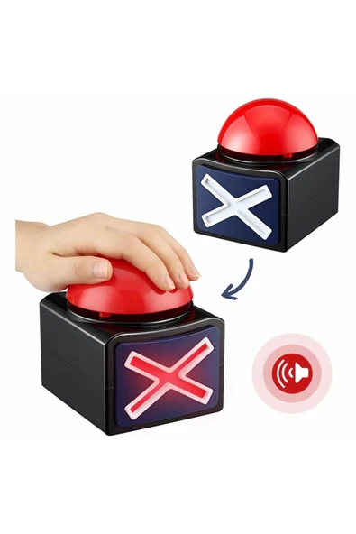 ROBİZ Oyun Soru Cevap Yanıt Butonu 10cm Bilgi Yarışması Işıklı Sesli Zil Uyarı Düğmesi Buzzer - Resim 5
