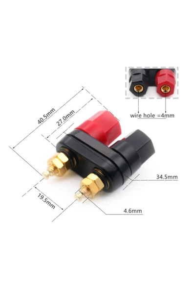 ROBİZ Banana Soket Terminal Çifti Kırmızı Siyah Hexagon Konnektör - Resim 8