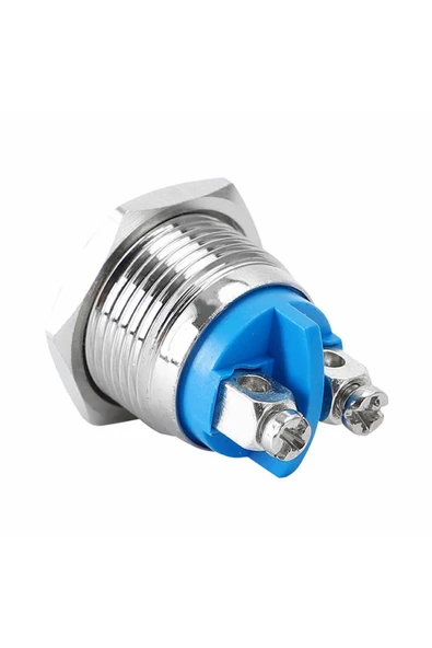 ROBİZ 16mm Metal Panel Montaj Düz Kafa Push Buton No Dc 6a 12v Ac 3a 250v Ip67 Su Geçirmez - Resim 4