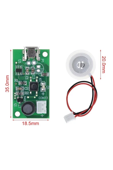 ROBİZ Micro Usb Ultrasonik Nem Üretici Devre Seramik Disk Transducer 5v 2w Soğuk Buhar Sis Duman Atomizer - Resim 2