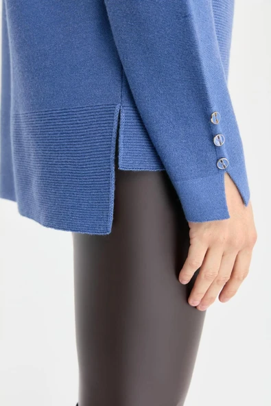 Desen Kadın Oversize Kazak - Minimalist, Uzun Kol, Yuvarlak Yaka - 6