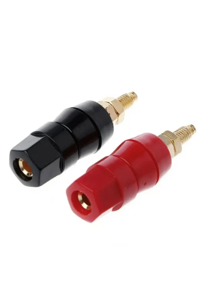 ROBİZ 4mm Banana Soket Terminal Çifti Kırmızı Siyah Hexagon Konnektör Hoparlör Güç Kaynağı Amflikatör