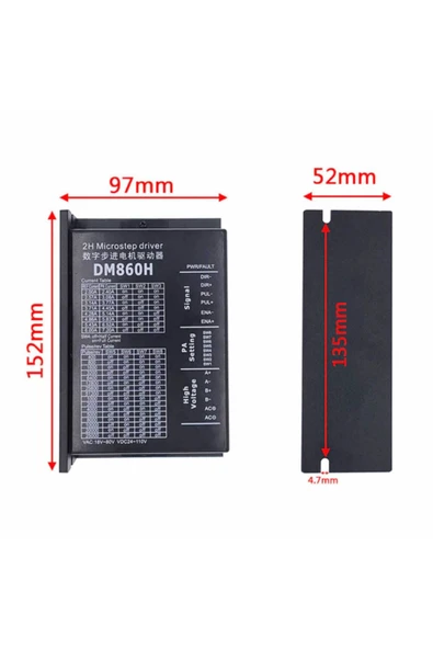 ROBİZ Dm860h 2 Faz Dc 110v 7,2a Step Motor Sürücü Fanlı Nema 23 34 4000 ürün görseli